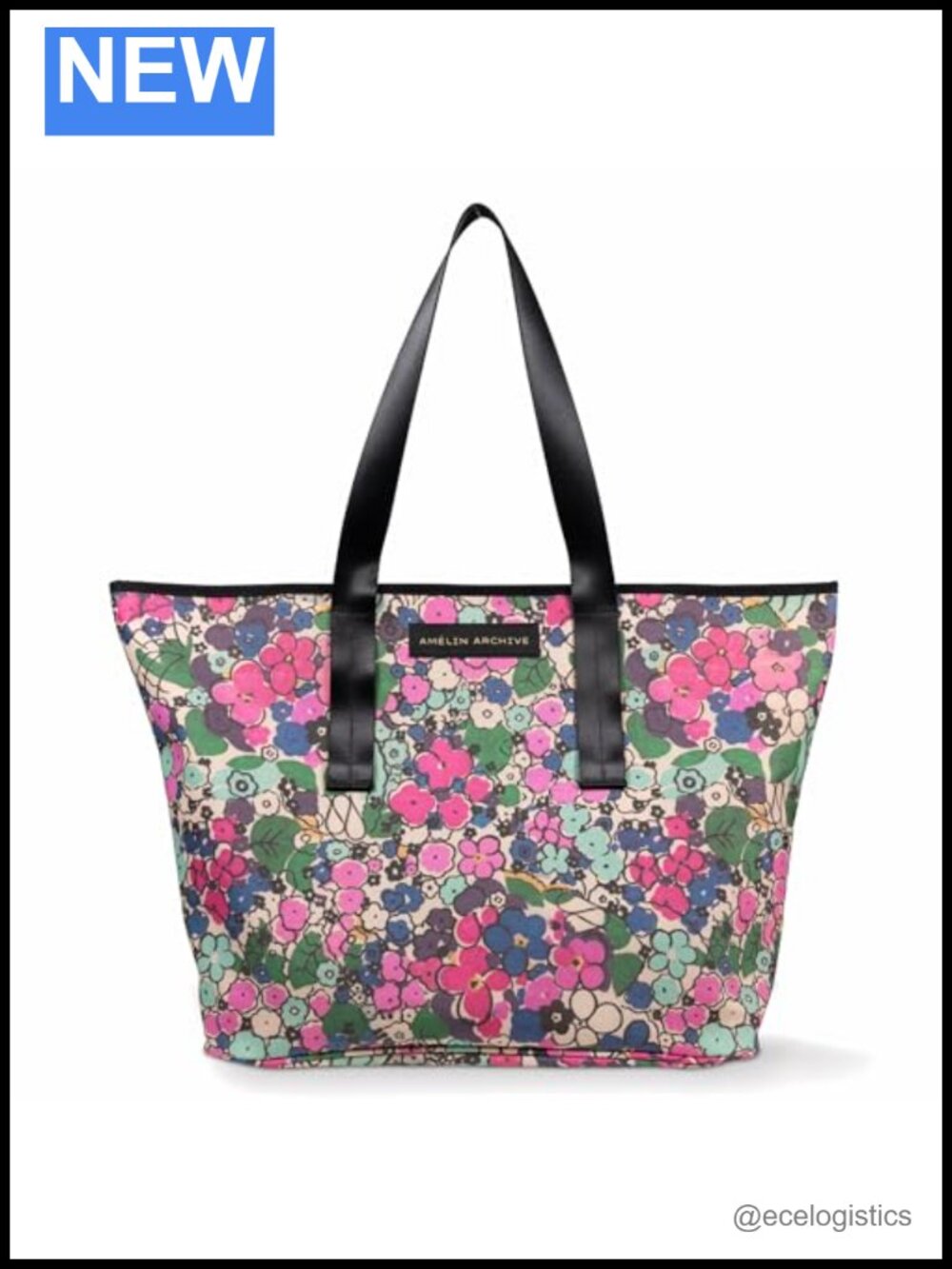 Canvas Tote Bag Women Double-Sided Nylon Handles with Pockets